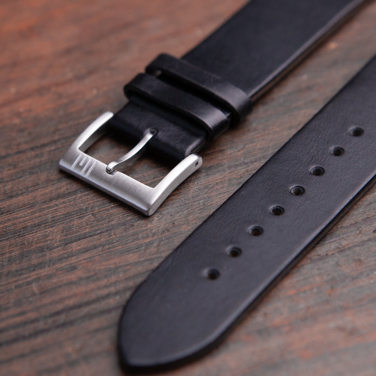 PHBL Black leather watch strap