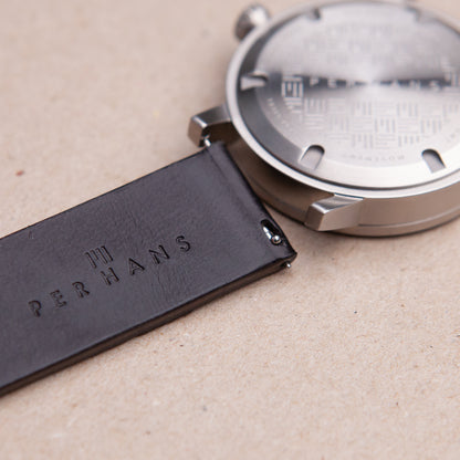 PHBL Black leather watch strap